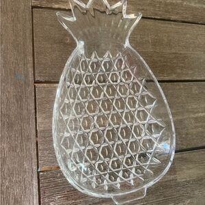 Heavy Crystal Clear Glass Pineapple Serveware 14 inches